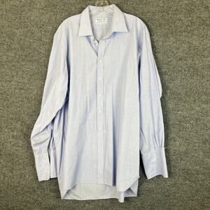 Hilditch & Key Saks Fifth Avenue Mens Dress Shirt Size 17.5 Blue French Cuff